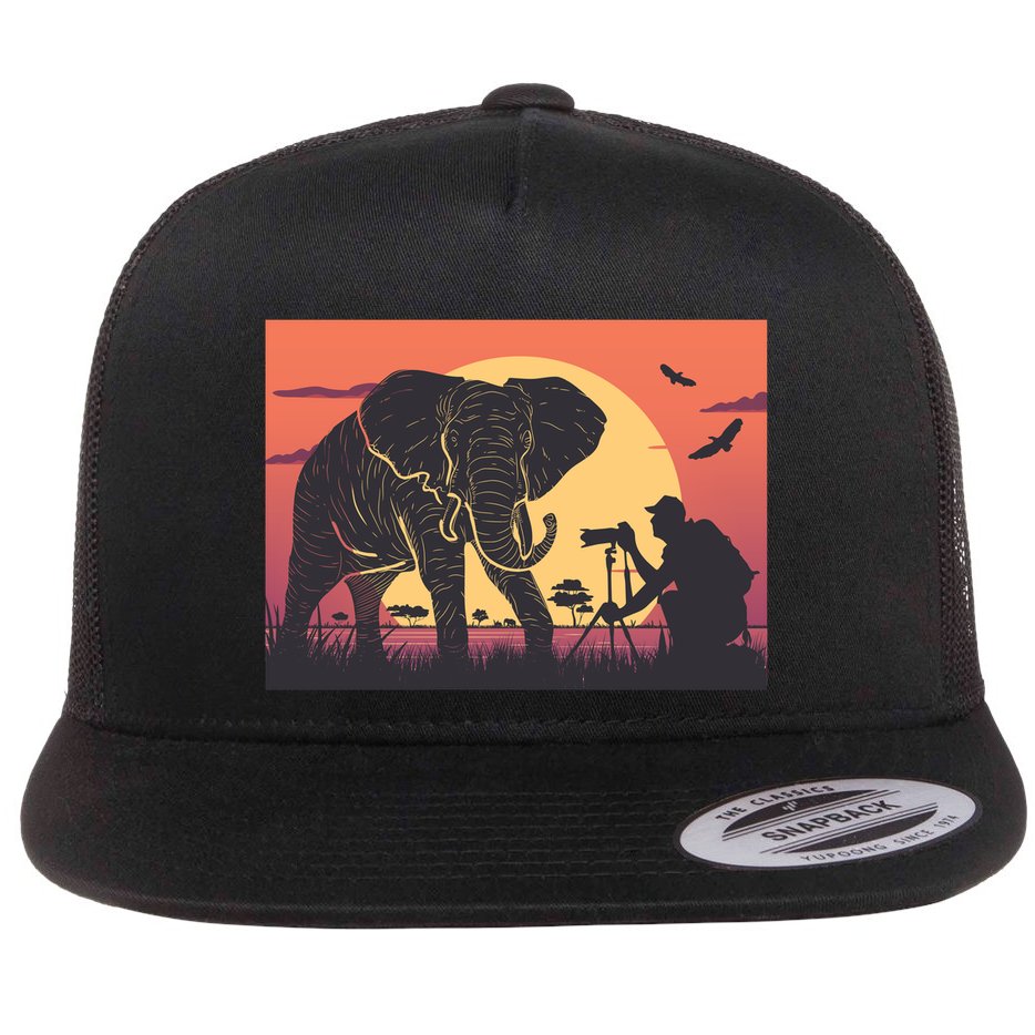 Elephant Photography Flat Bill Trucker Hat