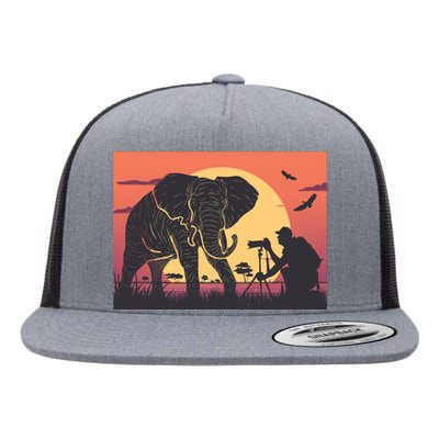 Elephant Photography Flat Bill Trucker Hat