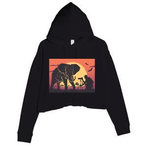 Elephant Photography Crop Fleece Hoodie