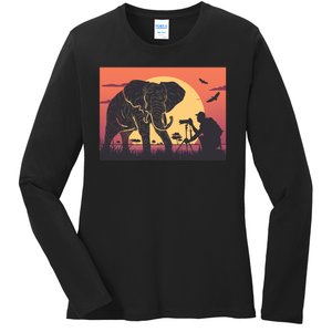 Elephant Photography Ladies Long Sleeve Shirt