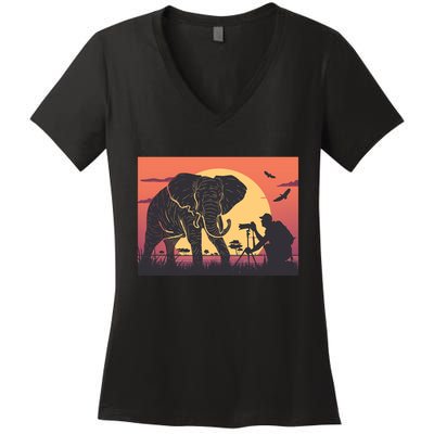 Elephant Photography Women's V-Neck T-Shirt