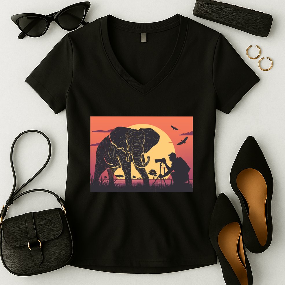 Elephant Photography Women's V-Neck T-Shirt