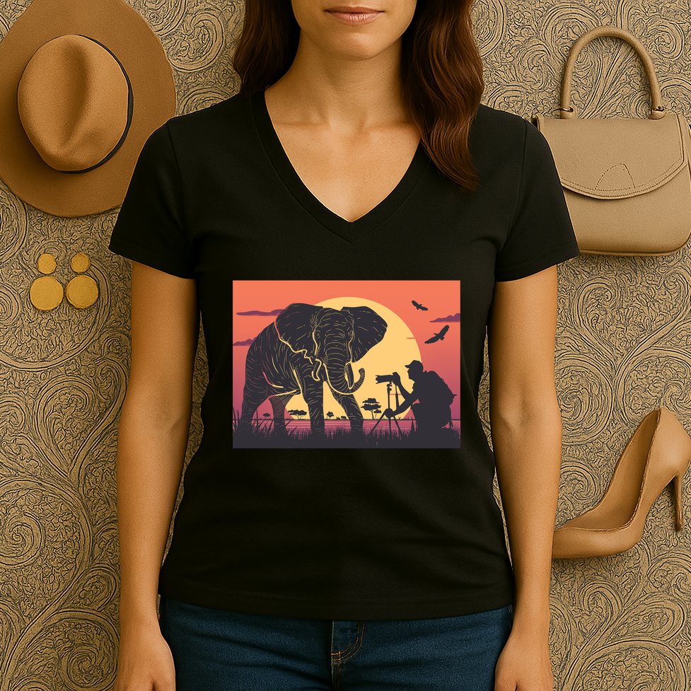 Elephant Photography Women's V-Neck T-Shirt