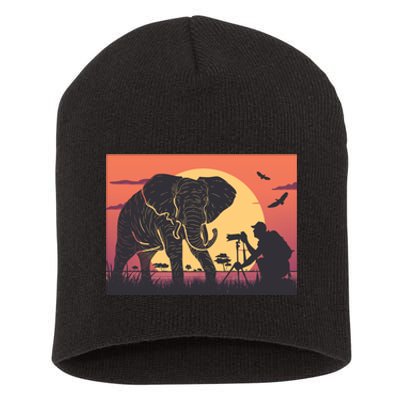 Elephant Photography Short Acrylic Beanie