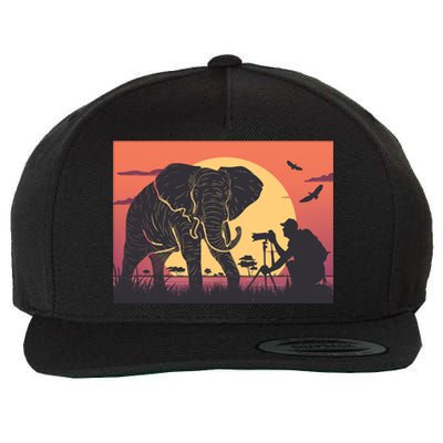 Elephant Photography Wool Snapback Cap