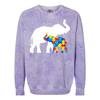 Elephant Puzzle Autism Parents Colorblast Crewneck Sweatshirt