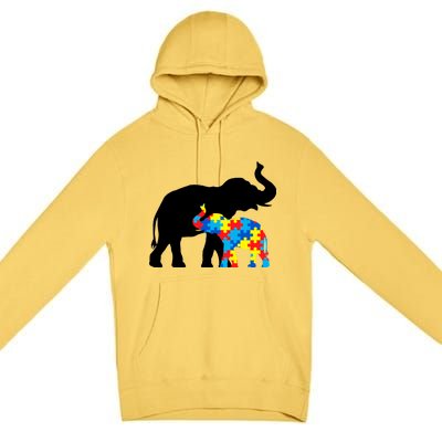 Elephant Puzzle Autism Parents Premium Pullover Hoodie