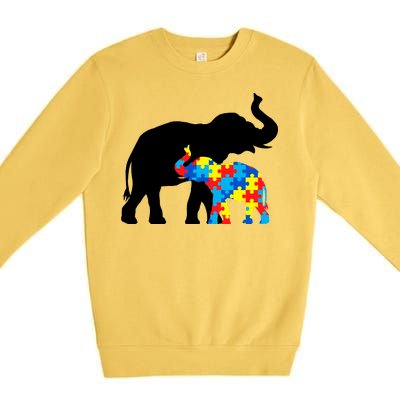 Elephant Puzzle Autism Parents Premium Crewneck Sweatshirt