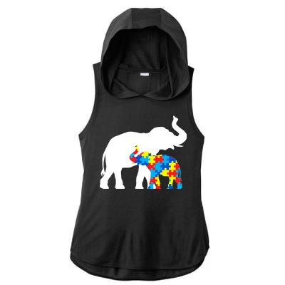 Elephant Puzzle Autism Parents Ladies PosiCharge Tri-Blend Wicking Draft Hoodie Tank