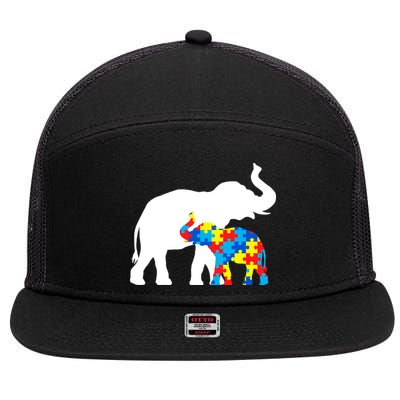 Elephant Puzzle Autism Parents 7 Panel Mesh Trucker Snapback Hat