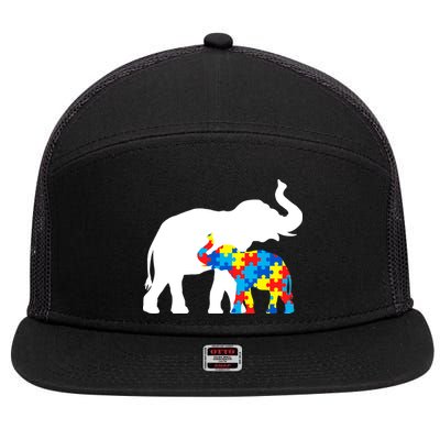 Elephant Puzzle Autism Parents 7 Panel Mesh Trucker Snapback Hat