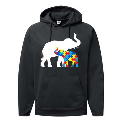 Elephant Puzzle Autism Parents Performance Fleece Hoodie