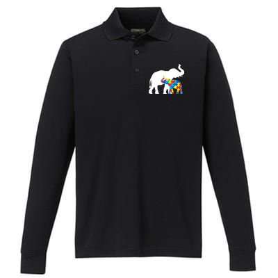 Elephant Puzzle Autism Parents Performance Long Sleeve Polo