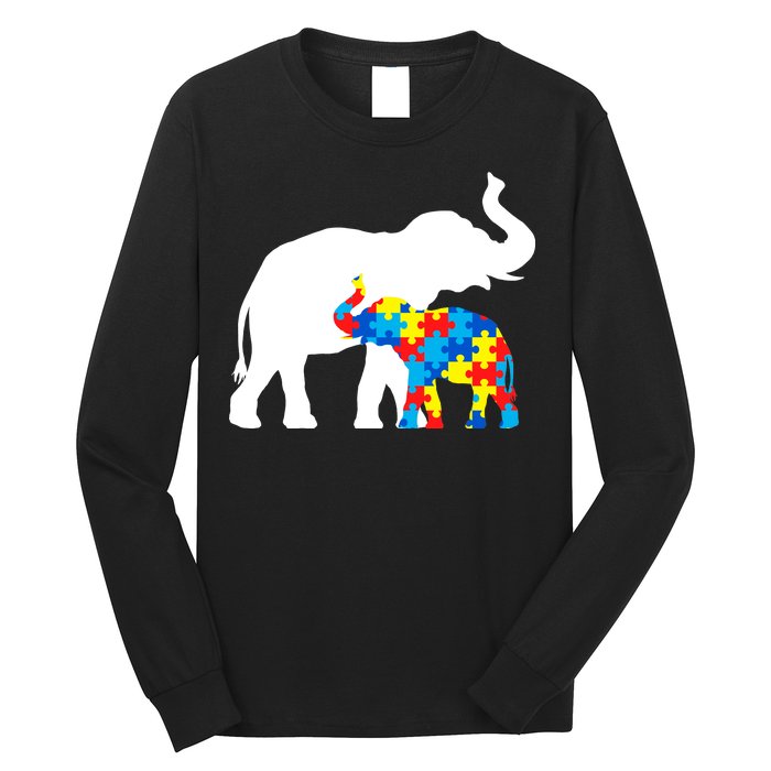 Elephant Puzzle Autism Parents Long Sleeve Shirt