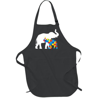 Elephant Puzzle Autism Parents Full-Length Apron With Pockets