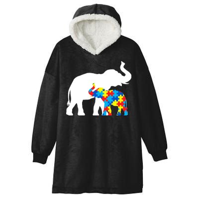 Elephant Puzzle Autism Parents Hooded Wearable Blanket