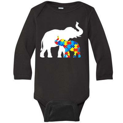 Elephant Puzzle Autism Parents Baby Long Sleeve Bodysuit