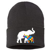 Elephant Puzzle Autism Parents Sustainable Knit Beanie