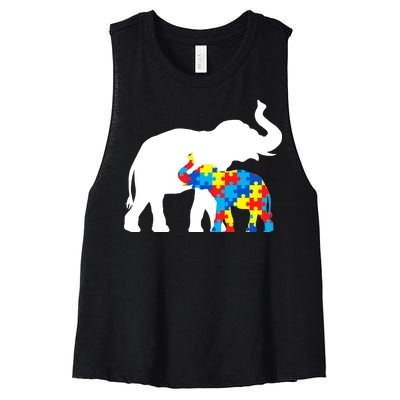 Elephant Puzzle Autism Parents Women's Racerback Cropped Tank