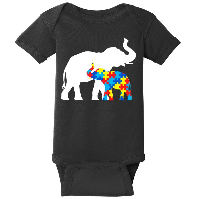 Elephant Puzzle Autism Parents Baby Bodysuit