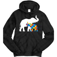 Elephant Puzzle Autism Parents Tie Dye Hoodie