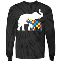 Elephant Puzzle Autism Parents Tie-Dye Long Sleeve Shirt