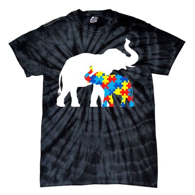 Elephant Puzzle Autism Parents Tie-Dye T-Shirt