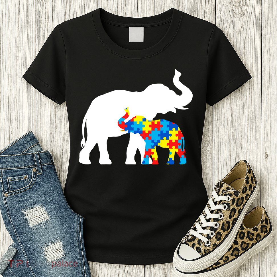 Elephant Puzzle Autism Parents Womens T-Shirt
