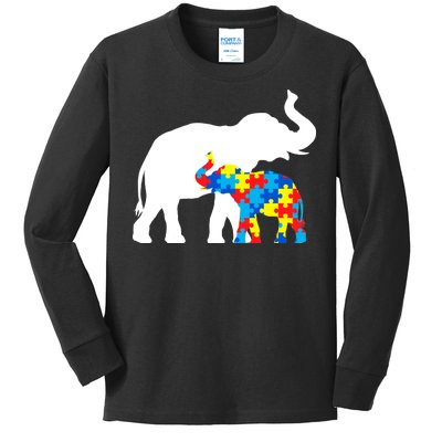 Elephant Puzzle Autism Parents Kids Long Sleeve Shirt