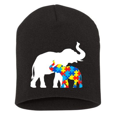 Elephant Puzzle Autism Parents Short Acrylic Beanie