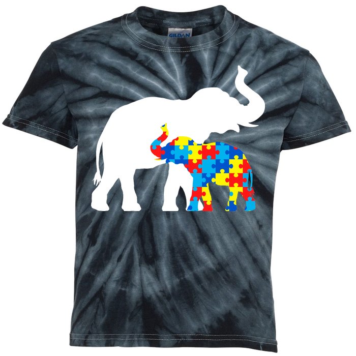 Elephant Puzzle Autism Parents Kids Tie-Dye T-Shirt