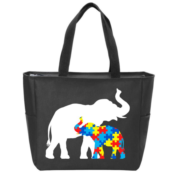 Elephant Puzzle Autism Parents Zip Tote Bag