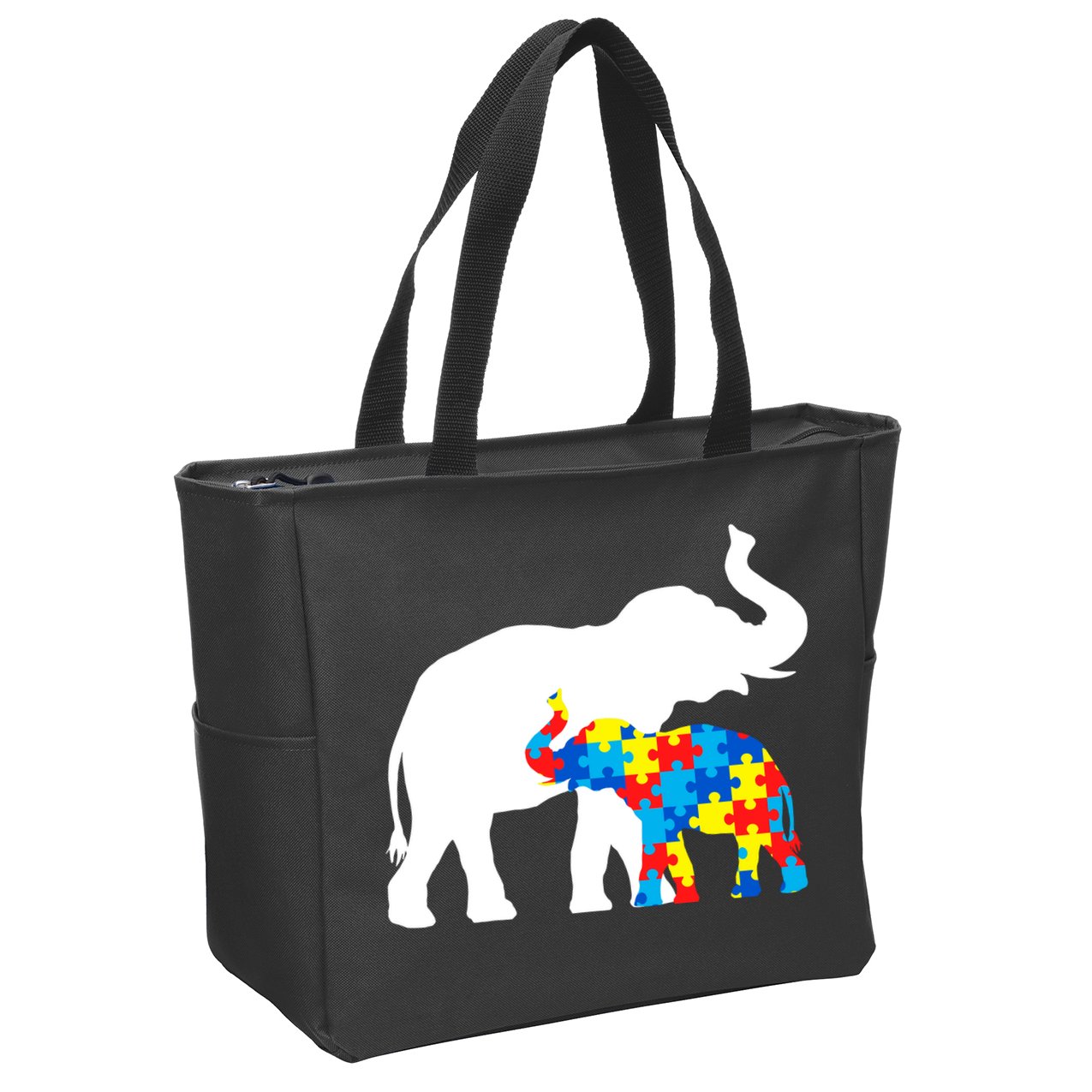 Elephant Puzzle Autism Parents Zip Tote Bag