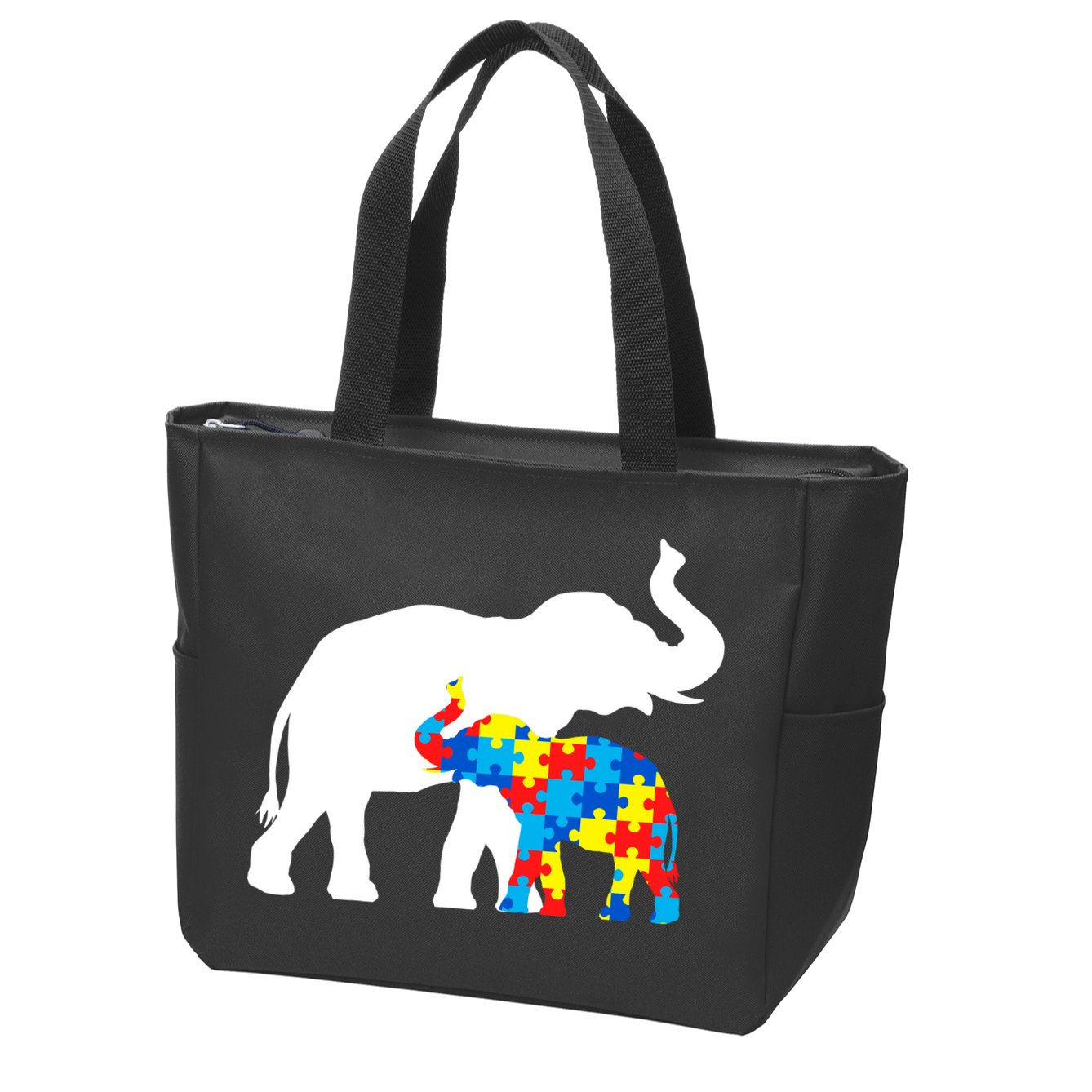 Elephant Puzzle Autism Parents Zip Tote Bag