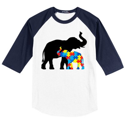 Elephant Puzzle Autism Parents Baseball Sleeve Shirt