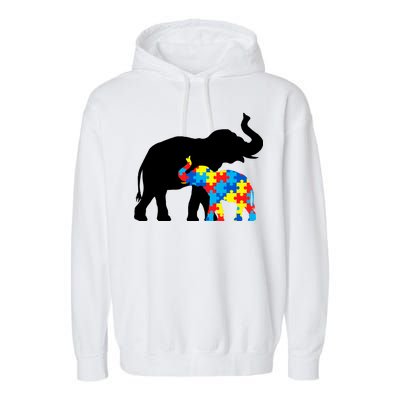 Elephant Puzzle Autism Parents Garment-Dyed Fleece Hoodie