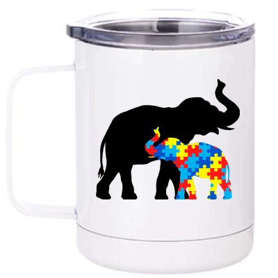 Elephant Puzzle Autism Parents 12 oz Stainless Steel Tumbler Cup