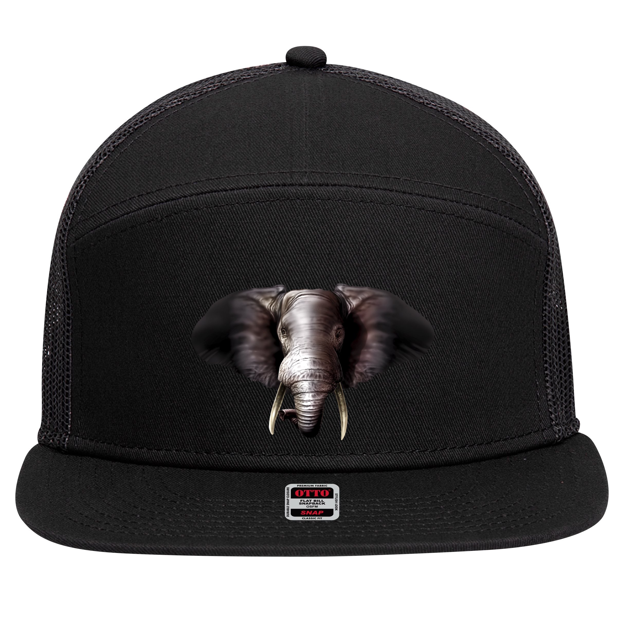 Elephant Tusks Wildlife 7 Panel Mesh Trucker Snapback Hat