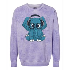 Elephant With Glasses  Colorblast Crewneck Sweatshirt