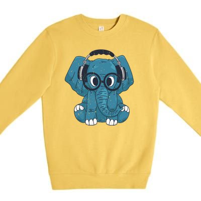 Elephant With Glasses  Premium Crewneck Sweatshirt