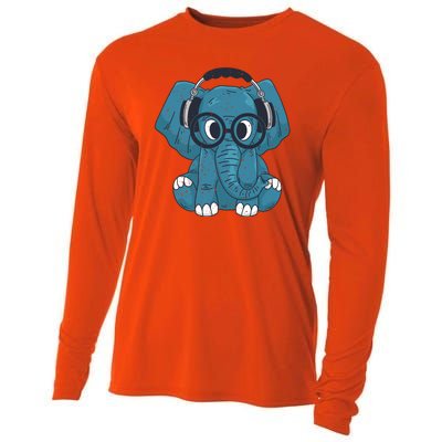 Elephant With Glasses  Cooling Performance Long Sleeve Crew