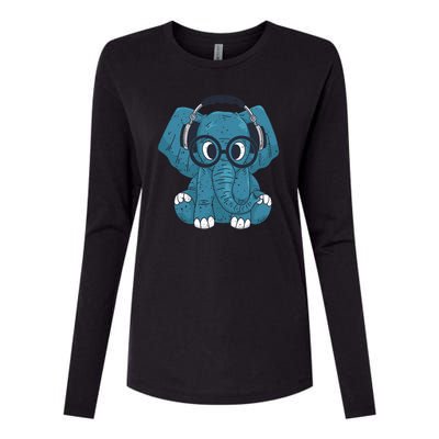 Elephant With Glasses  Womens Cotton Relaxed Long Sleeve T-Shirt