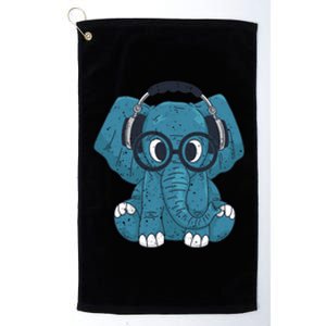 Elephant With Glasses  Platinum Collection Golf Towel