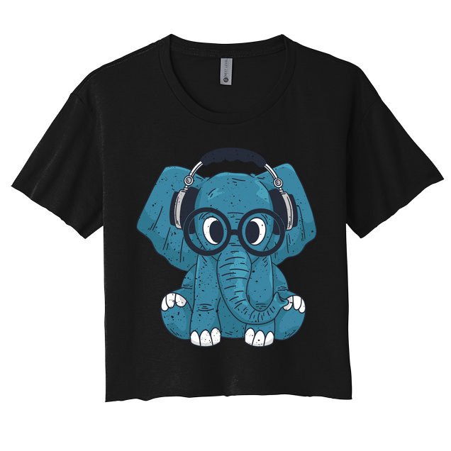 Elephant With Glasses  Crop Top