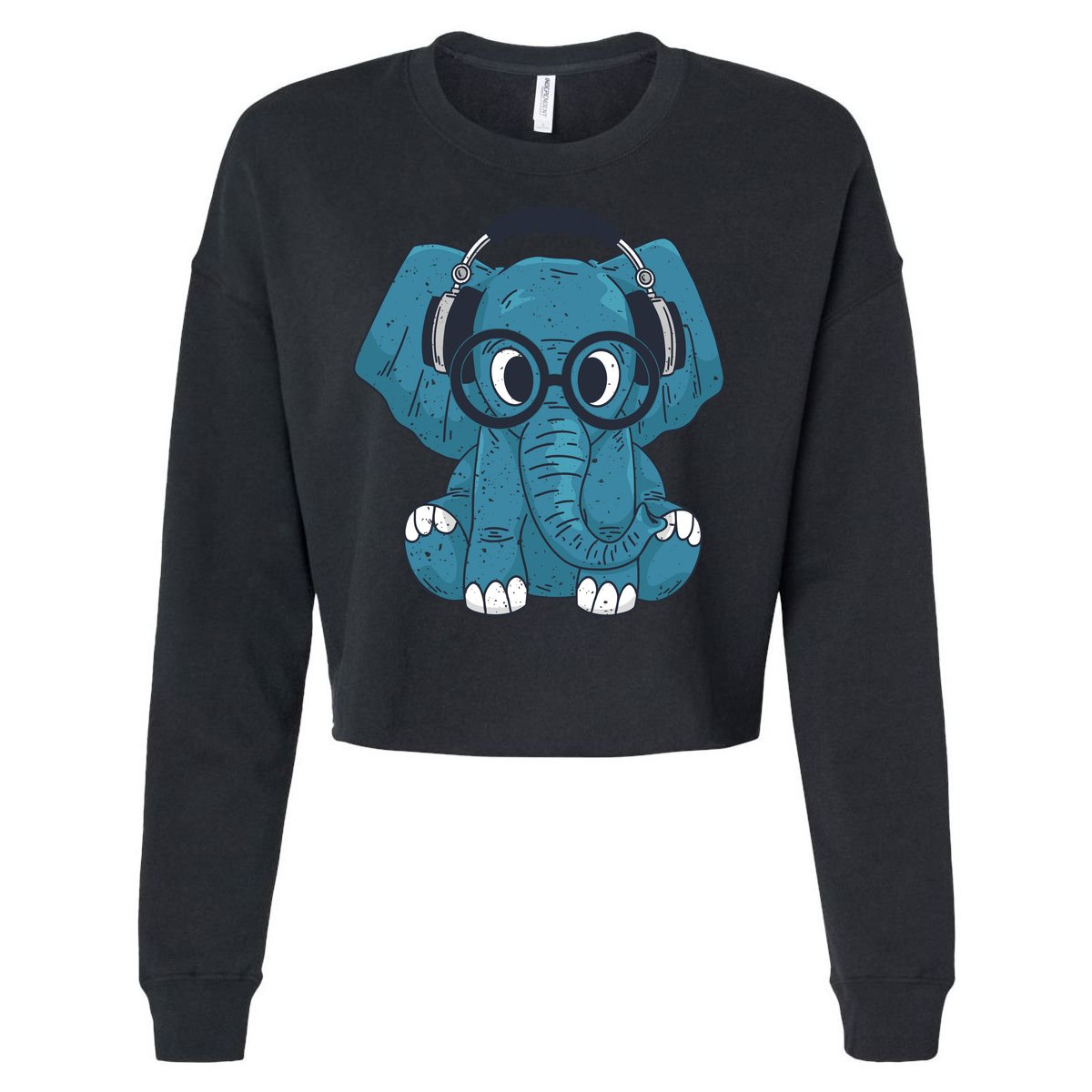 Elephant With Glasses  Cropped Pullover Crew