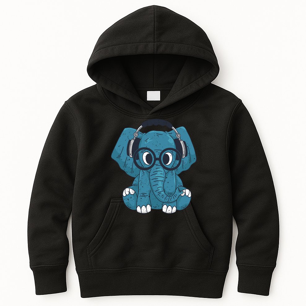 Elephant With Glasses  Kids Hoodie