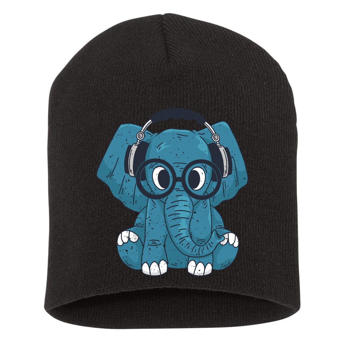 Elephant With Glasses  Short Acrylic Beanie