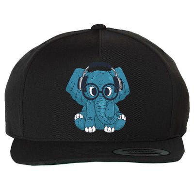 Elephant With Glasses  Wool Snapback Cap