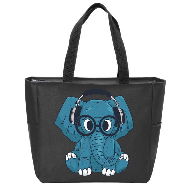 Elephant With Glasses  Zip Tote Bag