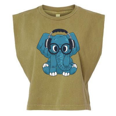 Elephant With Glasses  Garment-Dyed Women's Muscle Tee